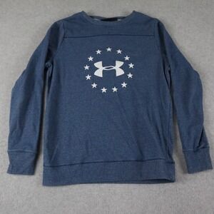 Under Armour Sweatshirt Mens Medium Threadborne Loose Pullover Blue Long Sleeve